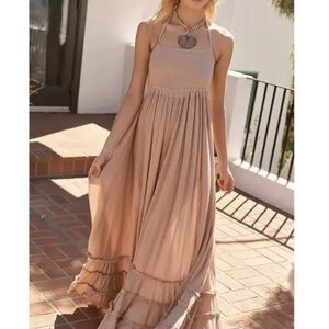 Free People Endless Summer Extratropical Maxi Dress Size Large Taupe